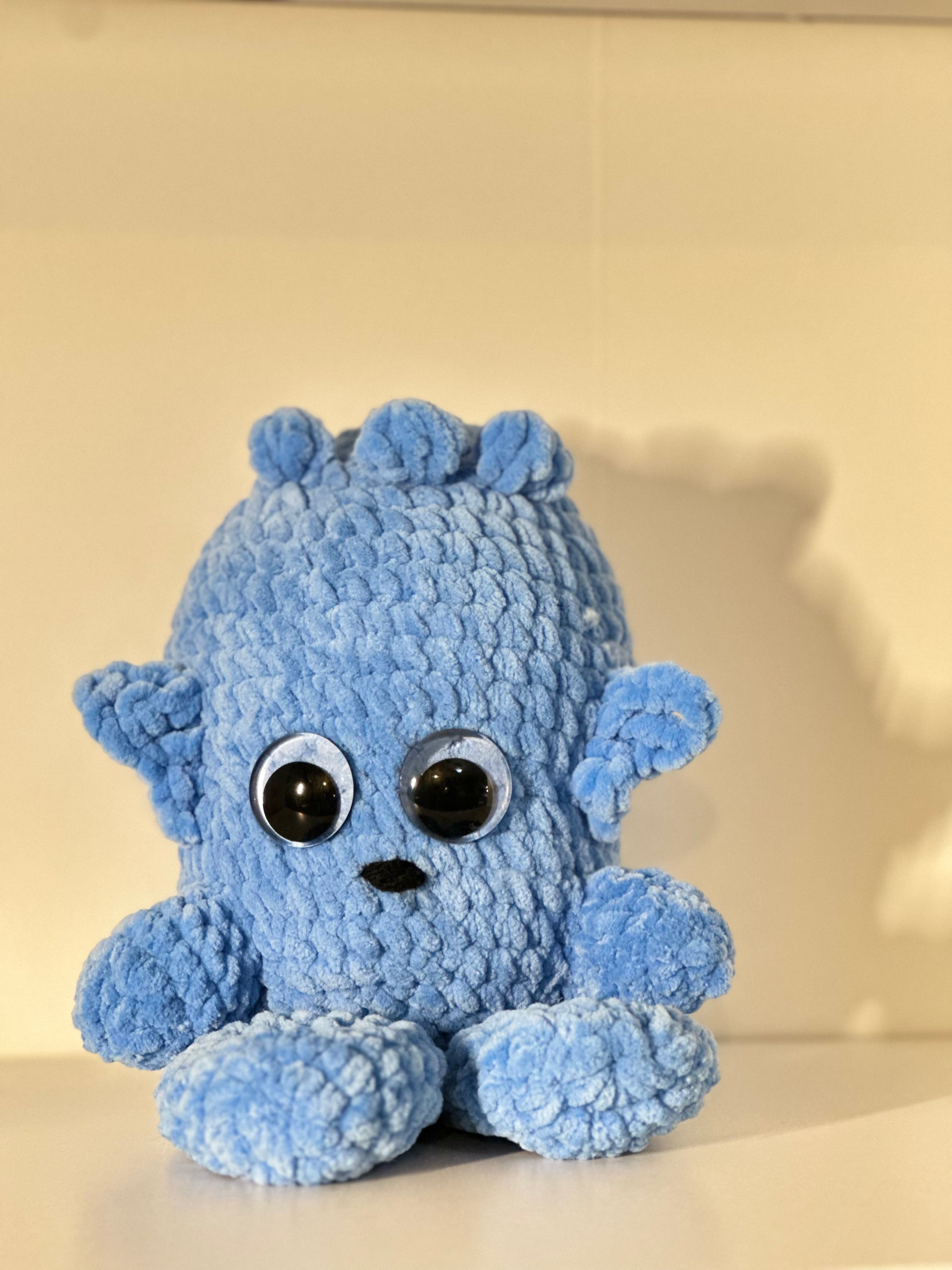 Blue Monster Plushie - Friendly Crochet Companion